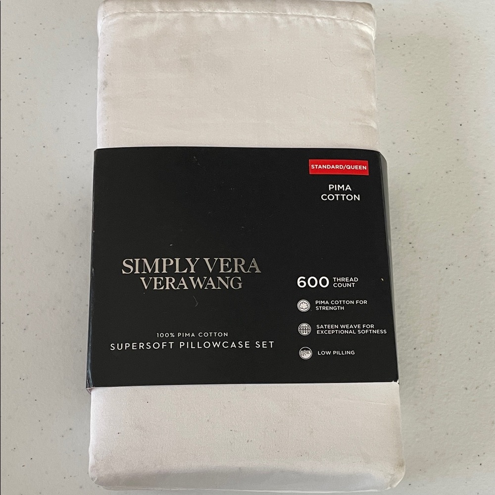 Simply Vera Vera Wang 600 TC Pima Cotton Pillowcase Standard Pair in White #2